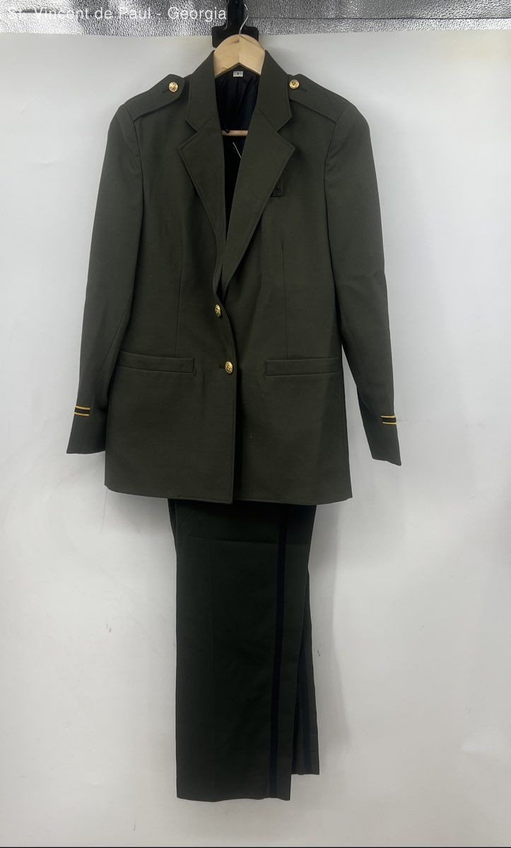 Flying Cross Green Military Dress Jacket & Pants Uniform USA Union Made Women 8