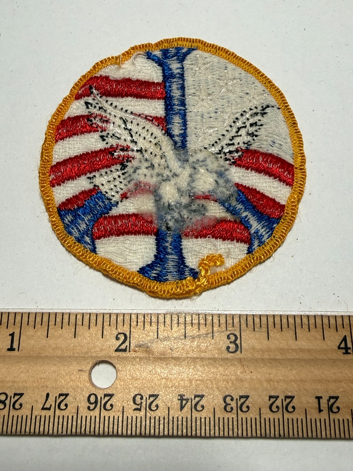 Vintage Patriotic American Flag Peace Sign Eagle Patch Biker Hippie Novelty 2.5″