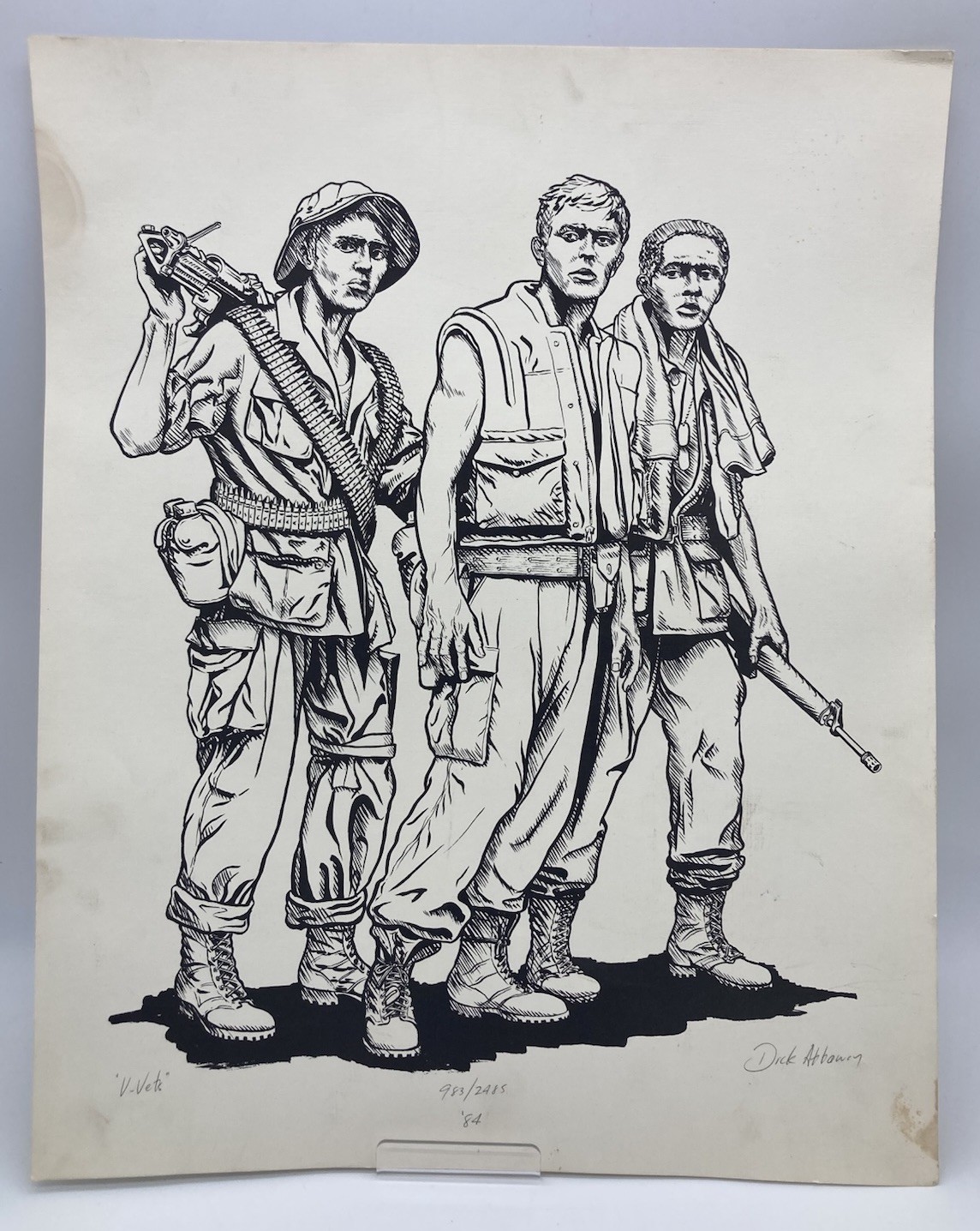 Vietnam War V-Vets Military Soldiers Signed Poster 983/2585 Duck Attaway 1984