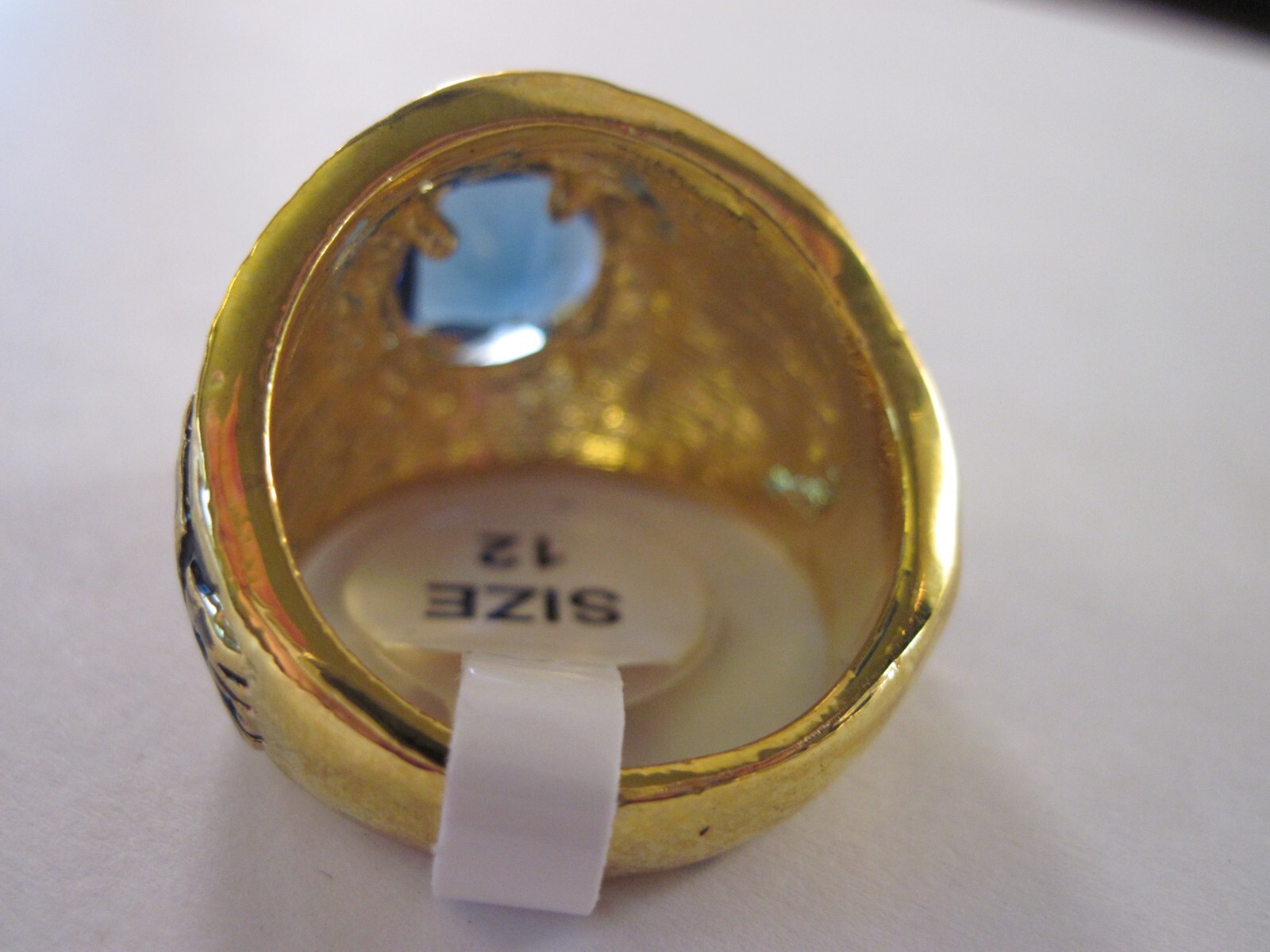 US Navy ring open back size 12 blue stone