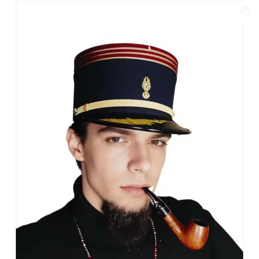 France Kepi Cap Men Vintage Nineteenth Century Flat Barrel Hat