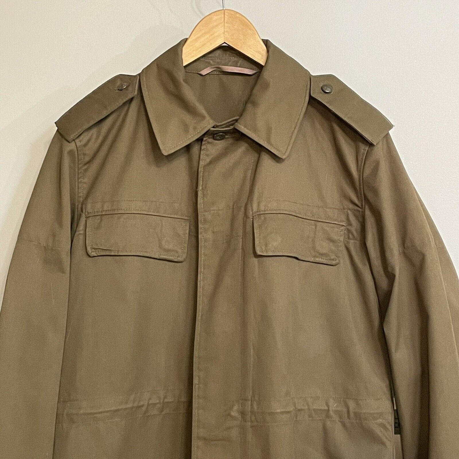 Vtg Ozkn Presov Czech Field Military Jacket Button Up Waist Tie Size Large