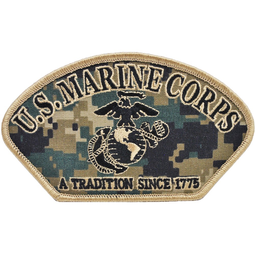 USMC A TRADITION SINCE 1775 (CAMO) Embroidered Hat Patch (5-1/4″x3″) (1430)