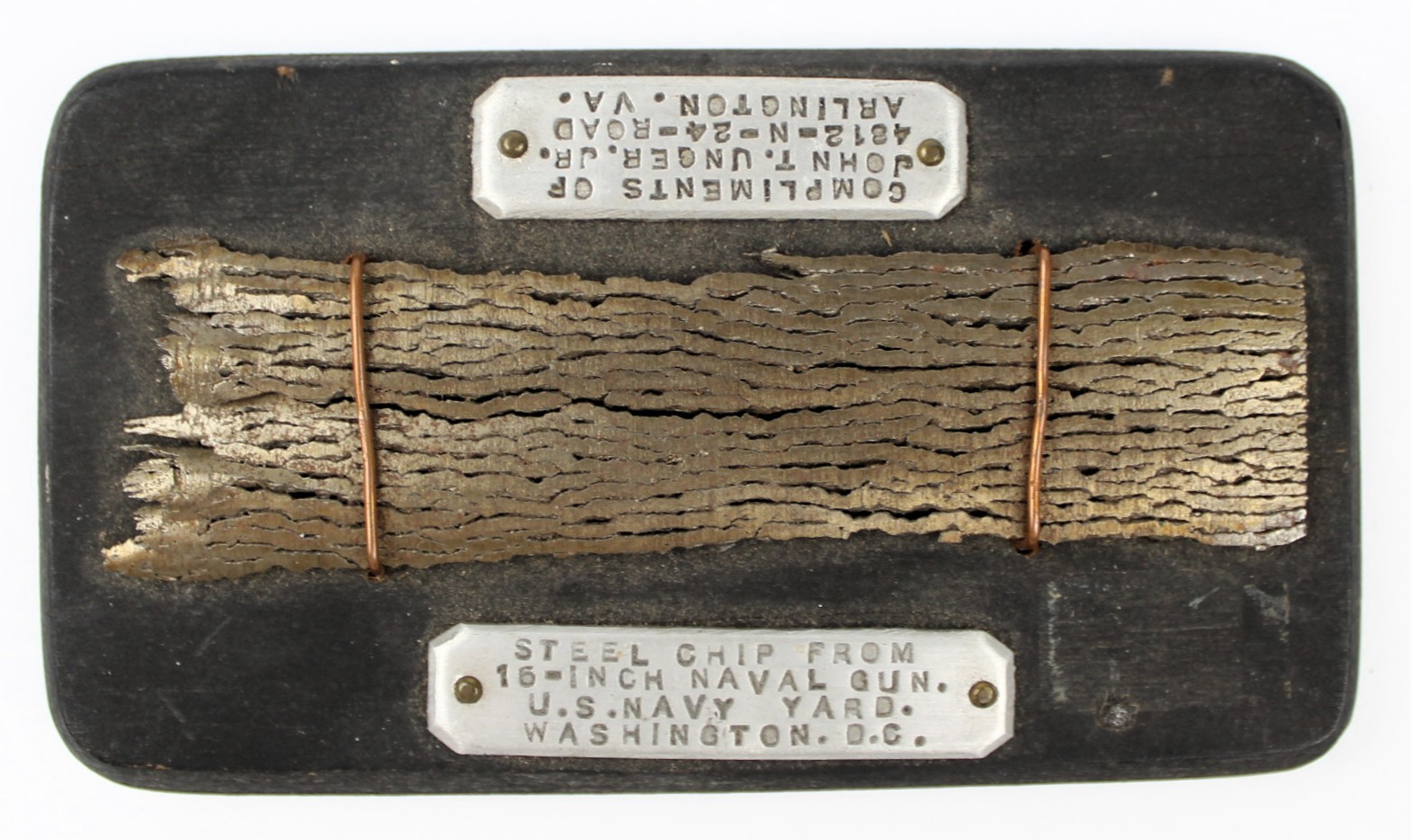 STEEL CHIP FROM 16 INCH NAVAL GUN U.S. NAVY YARD D.C
