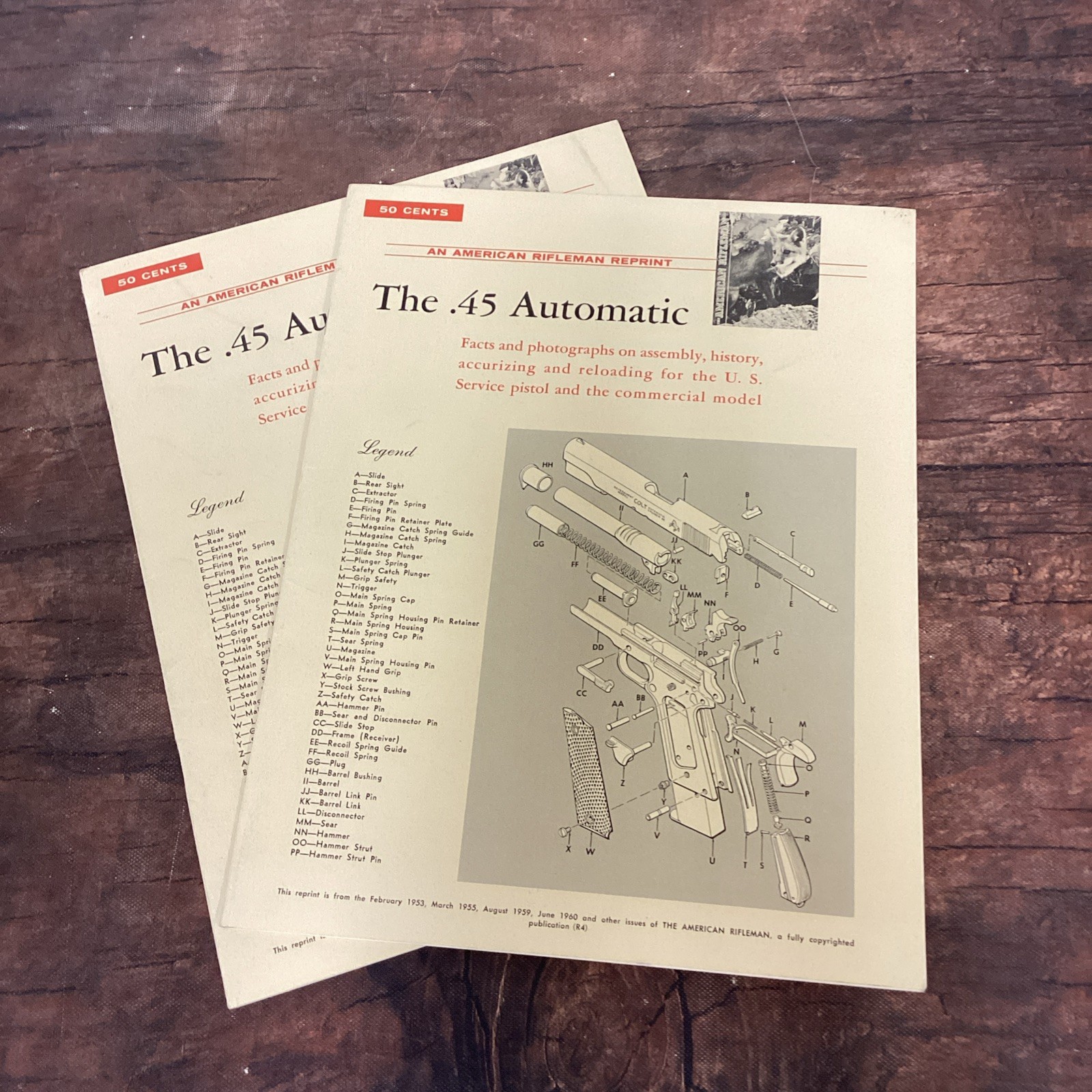 The .45 Automatic: Facts And Photographs, American Rifleman Reprint, 2 Copies