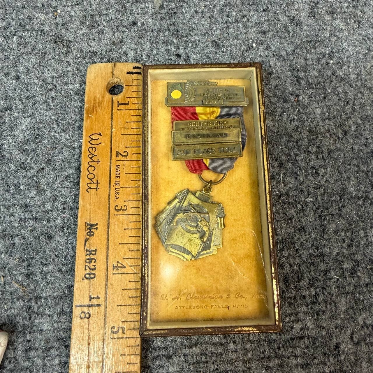 Vintage NRA Center Fire National Course Civilian 2nd Place Team Medal w Case