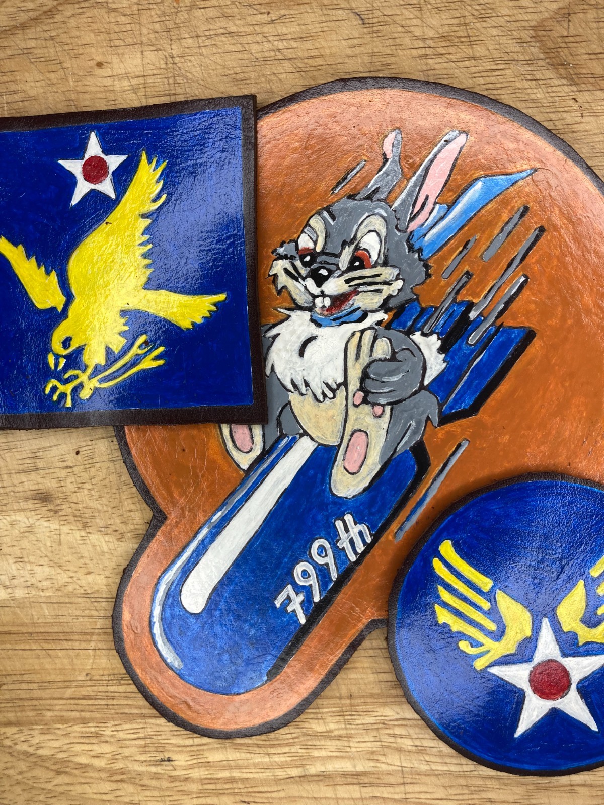 Hand Painted set of 799th Bomber Group patches for A1 Flight jackets