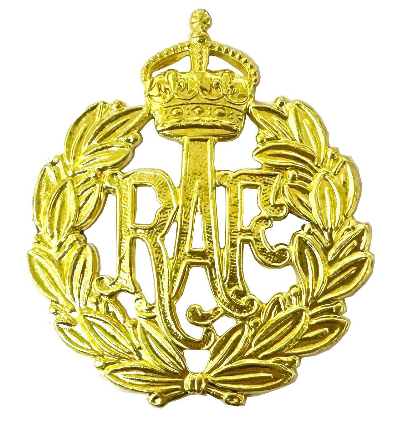Issue RAF Airmen’s Metal Beret / Cap Badge – C3R Kings Crown – Brass Finished
