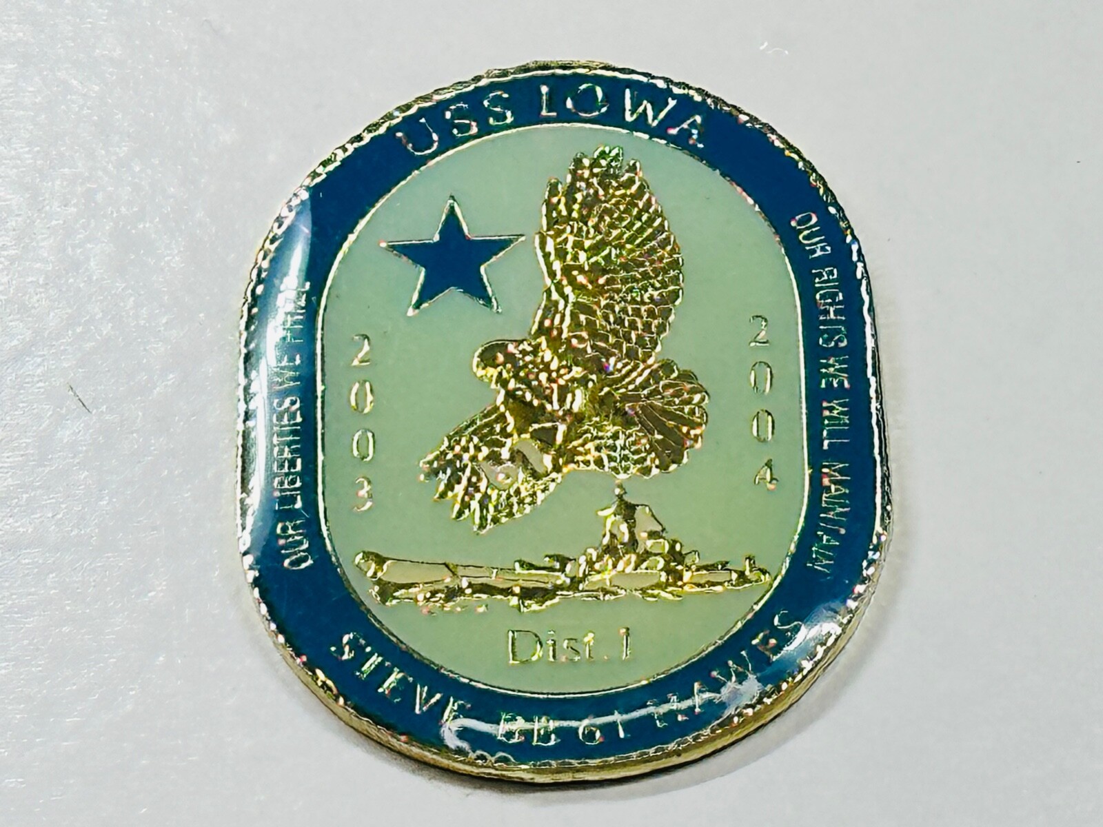 VFW Veterans Foreign Wars Lapel Pin Toledo Ohio USS Iowa Steve Hawes BB-61 2003