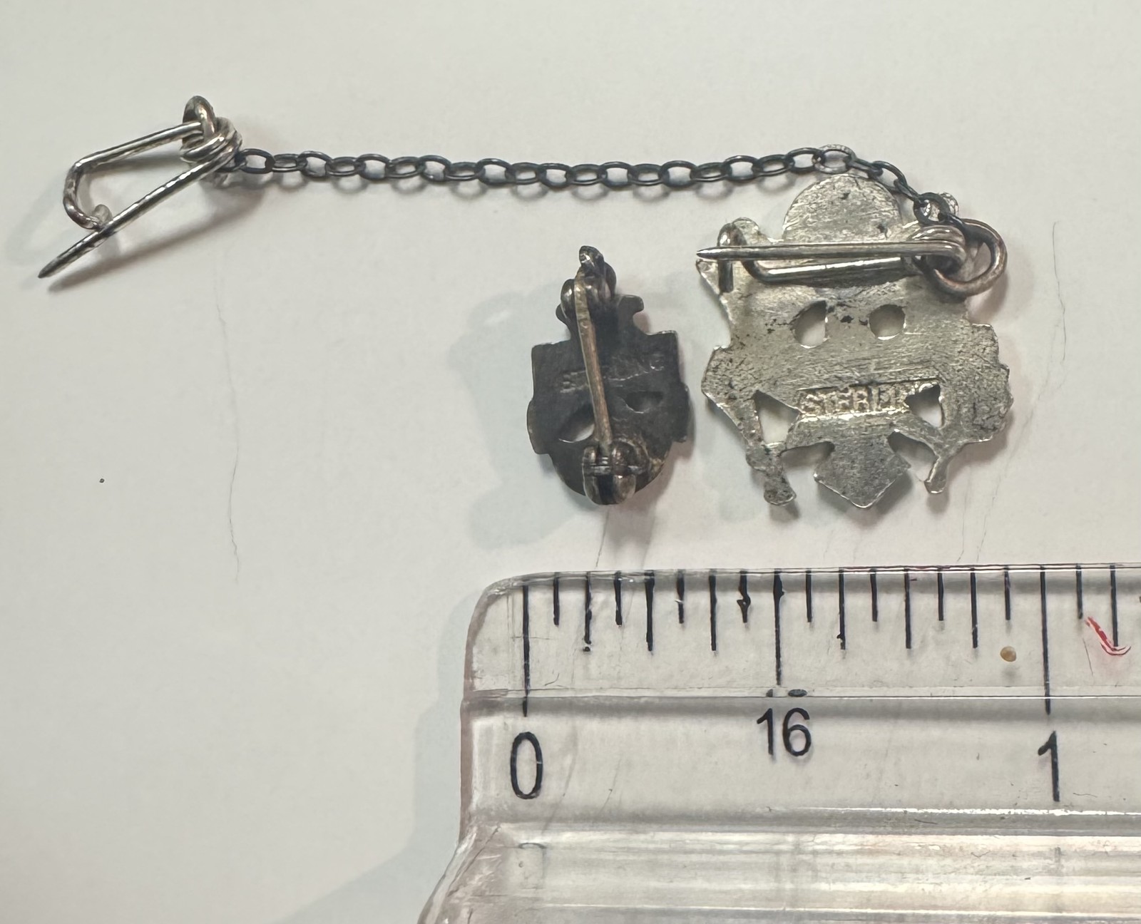 VINTAGE STERLING SILVER PATRIOTIC/MILITARY-RELATED STERLING SILVER PIN PAIR-EXC!