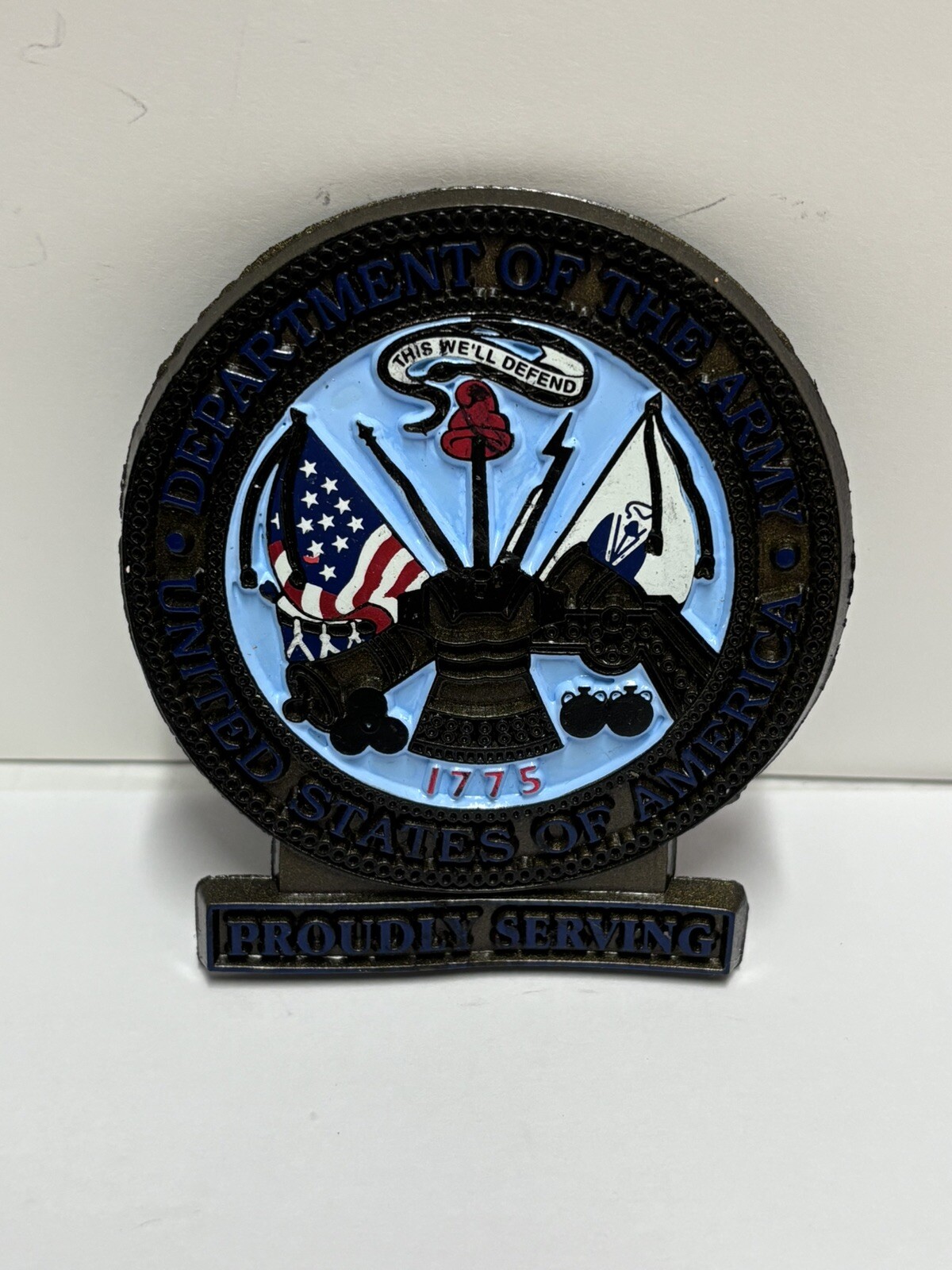 US Army United States Fridge Magnet Vintage Rubber 1776 Proudly Serving