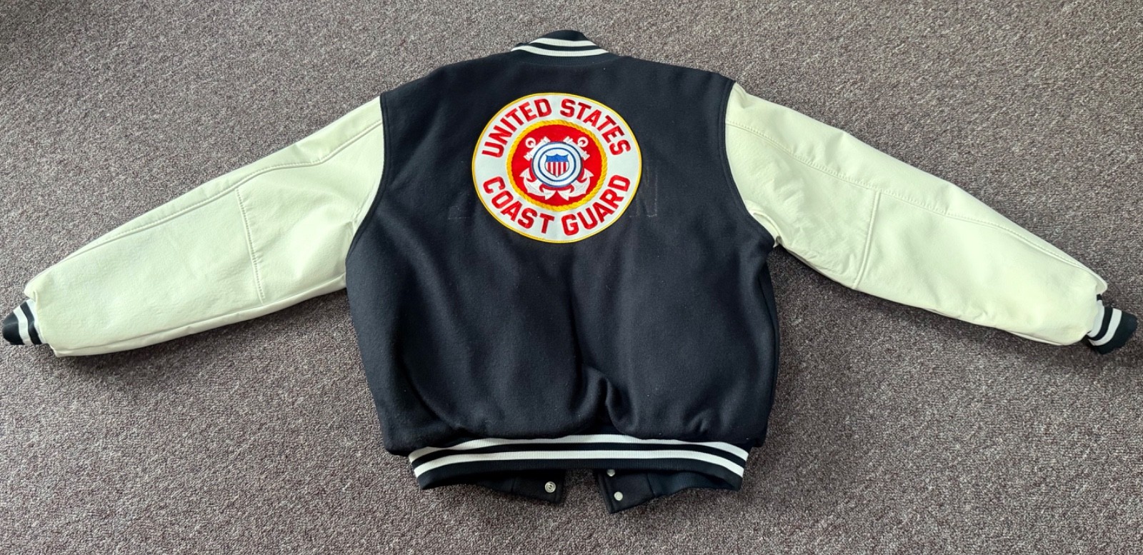 Rare – US COAST GUARD Letterman’s Navy Blue Lined Wool Jacket Large 44/46 VGC
