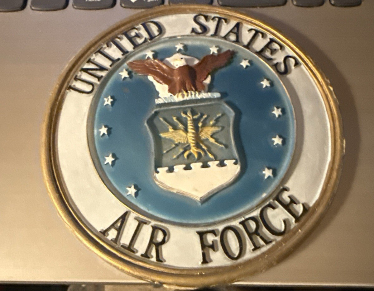 4 ” U.S. Air Force Medallion Hand Painted. 1970