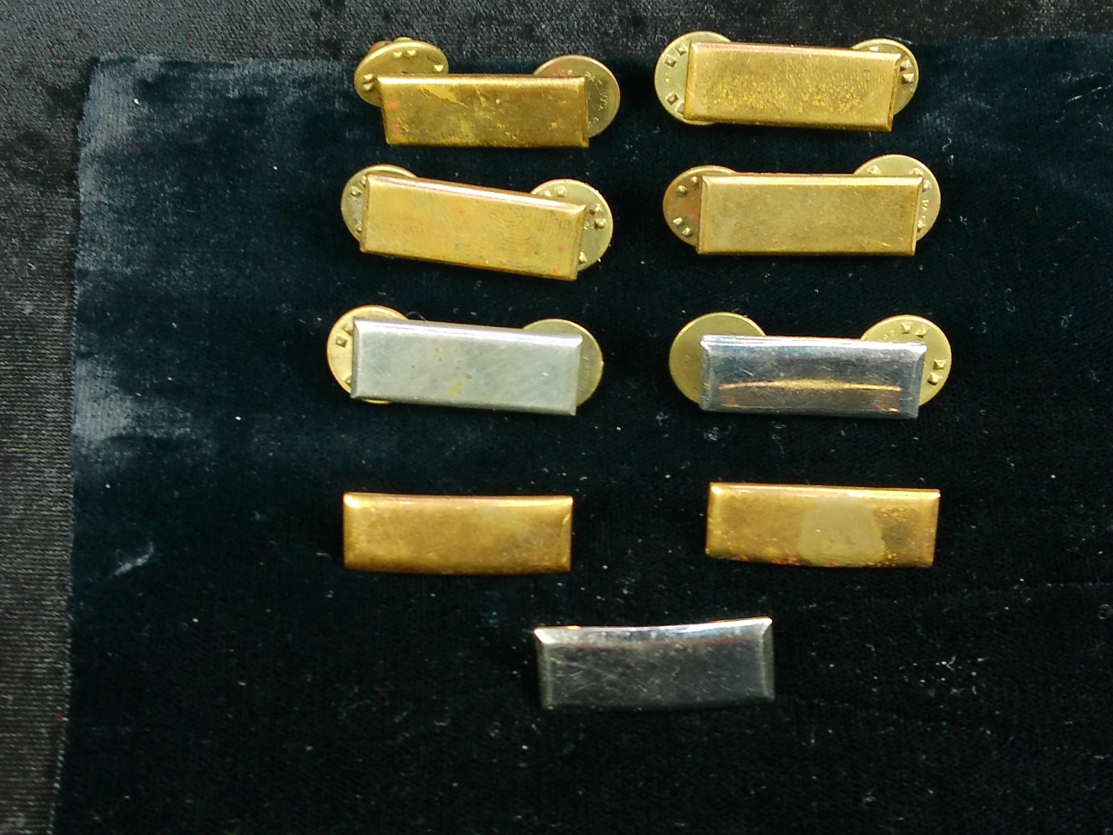 Collection of 9 Various Original WWII – Korean War Rank Bar Pins