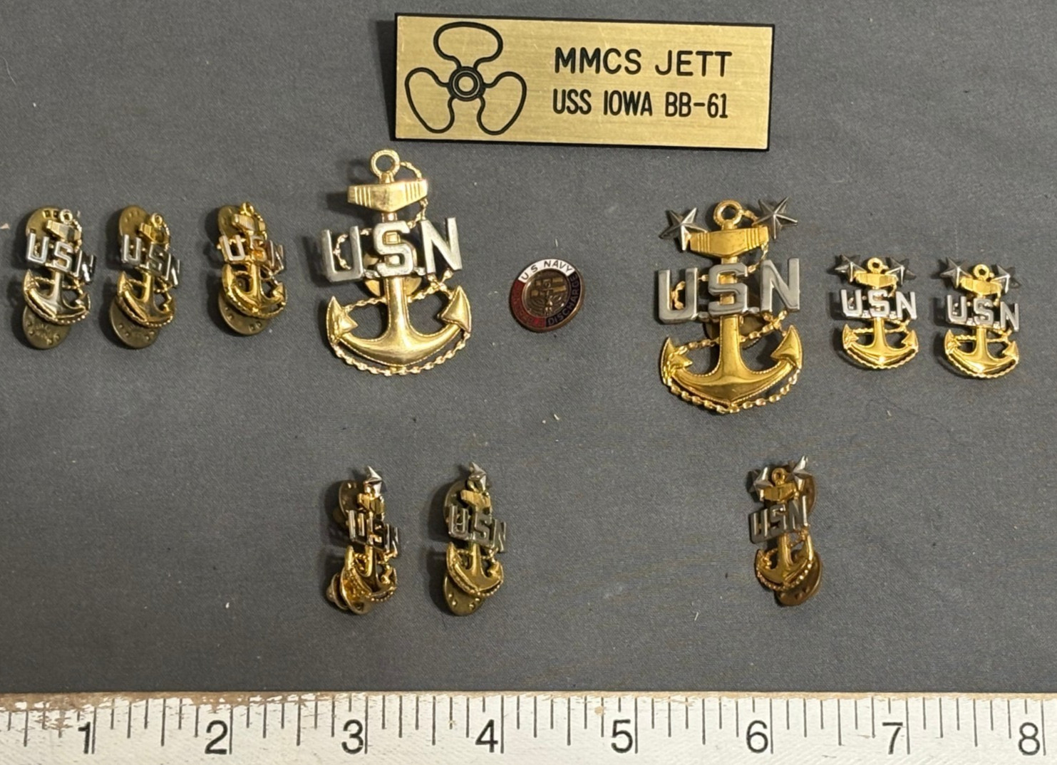 Lot USN US Navy MASTER CHIEF PETTY OFFICER Insignia + Name Tag VANGUARD V-21-N