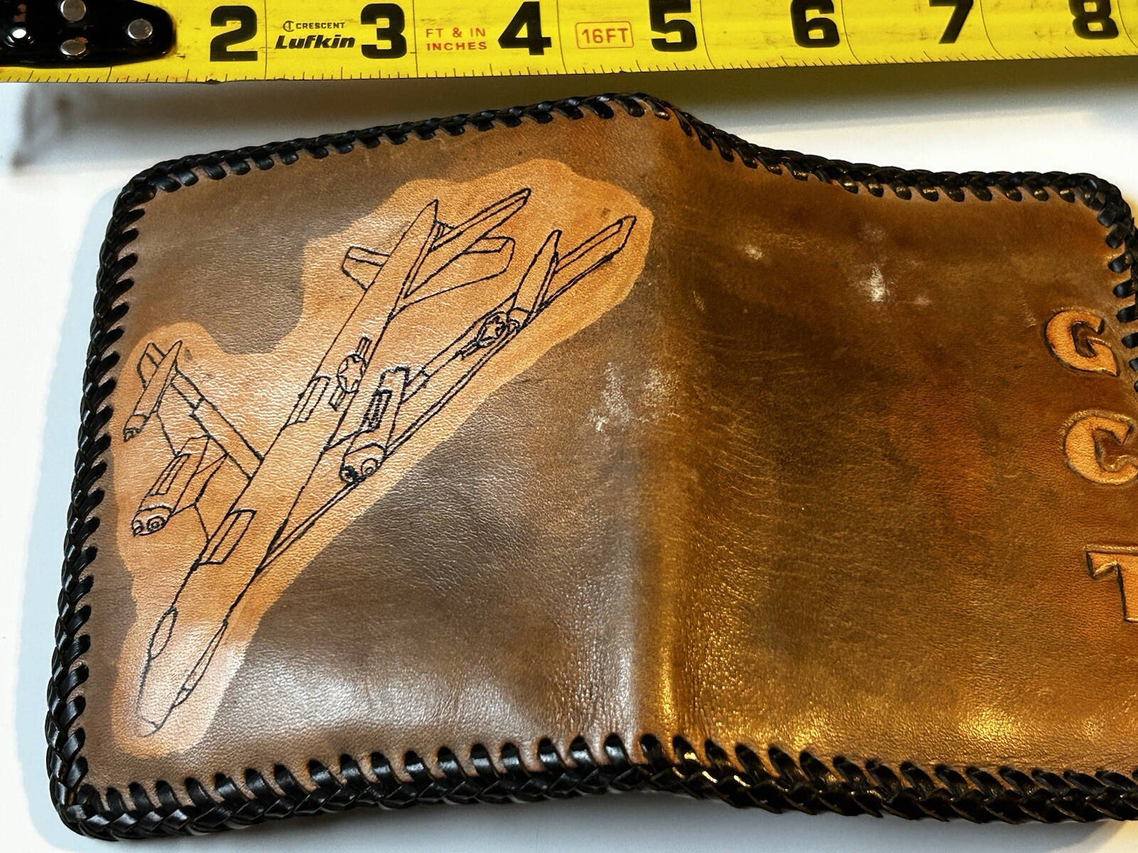 Handmade Pilot Military Airplane Leather military Trench Art Wallet Vintage