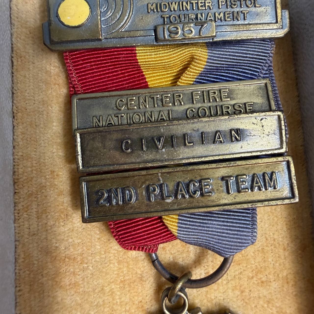 Vintage NRA Center Fire National Course Civilian 2nd Place Team Medal w Case
