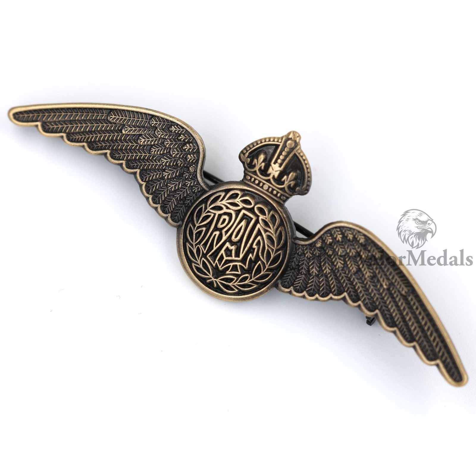 RAF Style Crowned Wing Badge Brooch Pin Reproduction Military Collectible