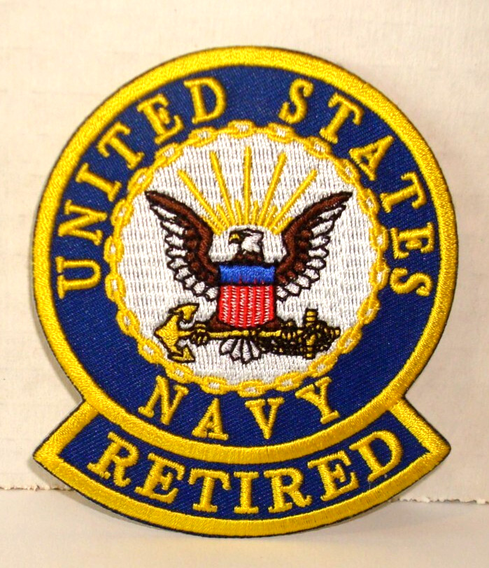 UNITED STATES NAVY RETIRED EMDRIODERED PATCH 3&1/2 inch
