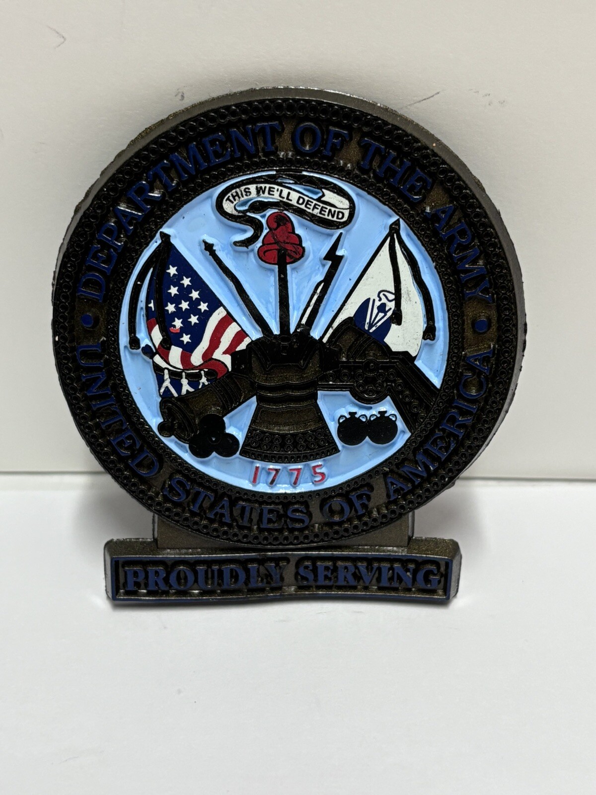 US Army United States Fridge Magnet Vintage Rubber 1776 Proudly Serving