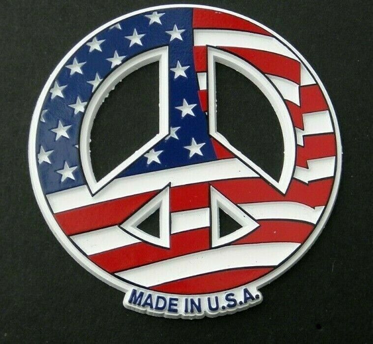 PEACE SIGN USA FLAG FRIDGE MAGNET 2.75 INCHES MADE IN THE USA