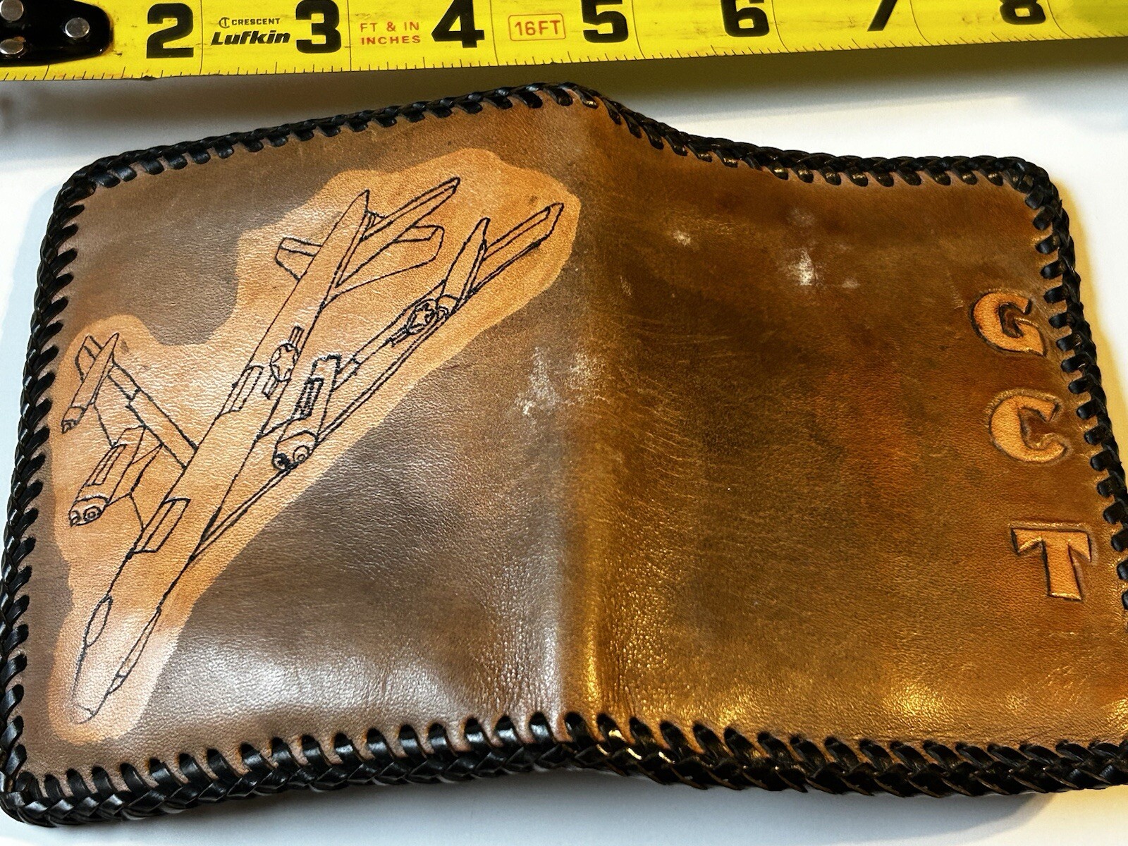 Handmade Pilot Military Airplane Leather military Trench Art Wallet Vintage