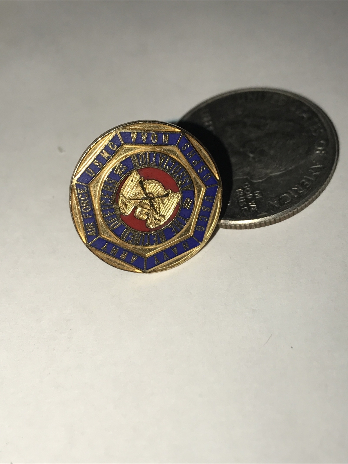 1929 THE RETIRED OFFICERS ASSOCIATION LIFE MEMBER TIE TAC Pin GOLD TONE TROA