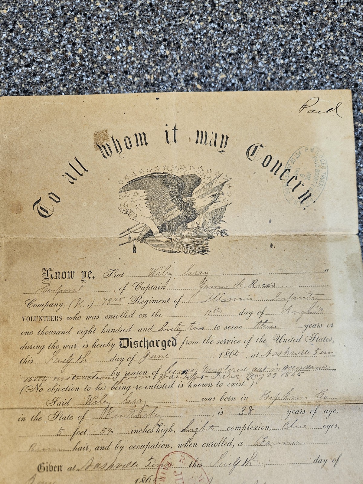 Rare Vintage Civil War 1865 Military Historical Discharged Papers Book Army Navy