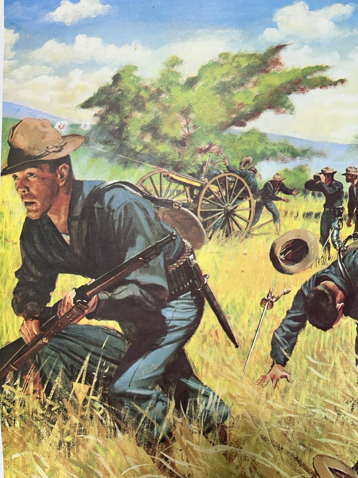 US Army Poster “Gatlings To The Assault” -H. Chas McBarron Jr. -1950s War Office