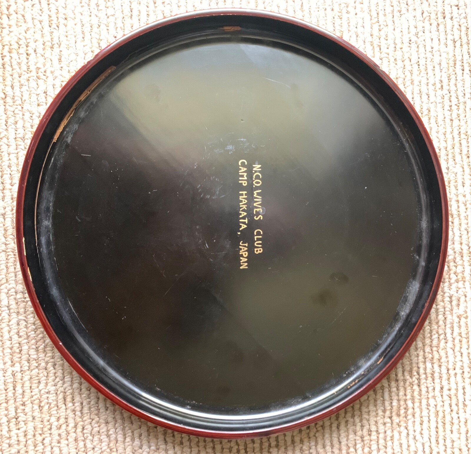 Vintage Wood Hand Painted Flowers Keepsake Round Box, Camp Hakata, Japan 1950’s