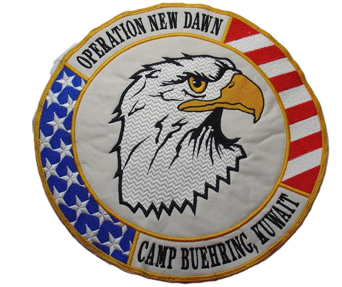 US Army Operation New Dawn Camp Buehring Kuwait 10″ IRAQ made WAR Patch