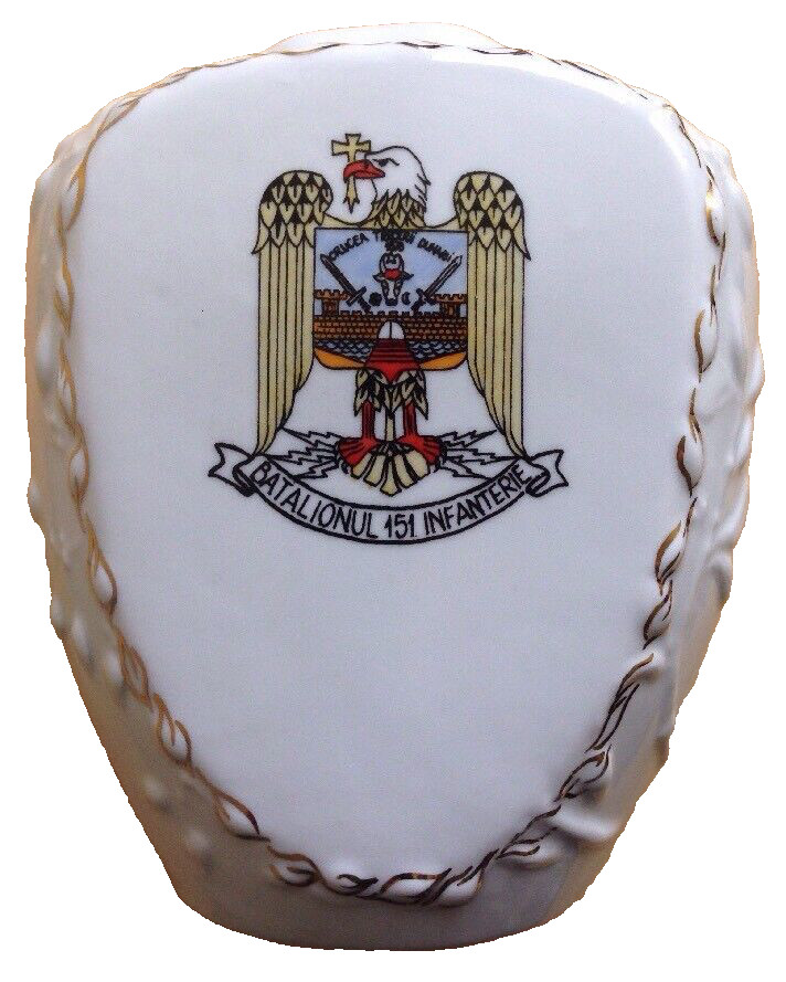 ROMANIAN ARMY BATALIONUL 151 INFANTERIE PORCELAIN VASE, STIPO DOROHOI, ROMANIA