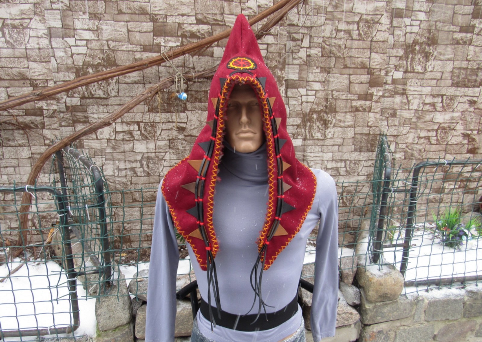 Scythian-Old Slavic Style Winter Hat Handmade Casual Cap, Unisex S57-58 #7
