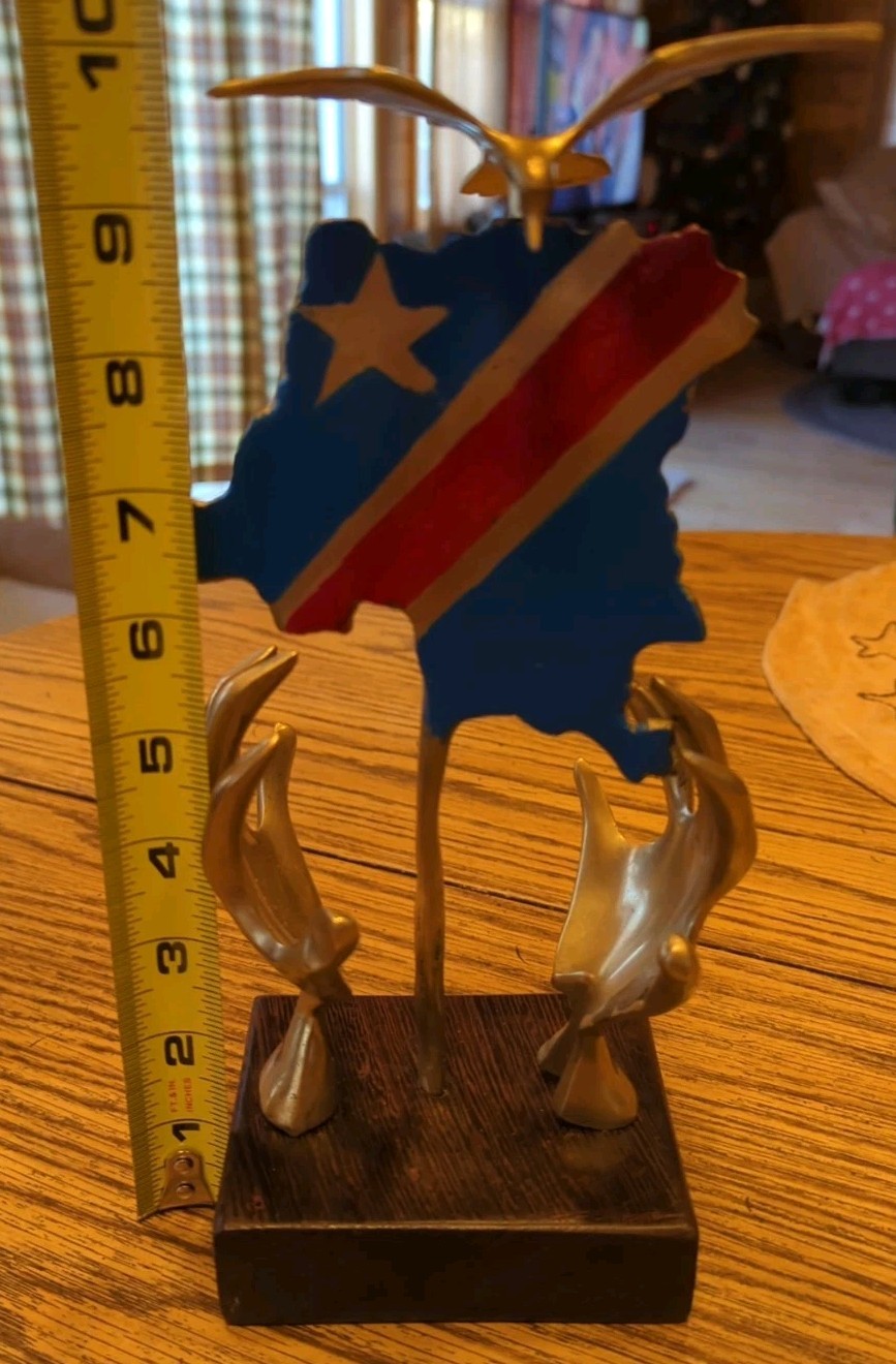 Vintage Brass Hand-Painted Military Honor Statue Art Figure Bird Very Unique!