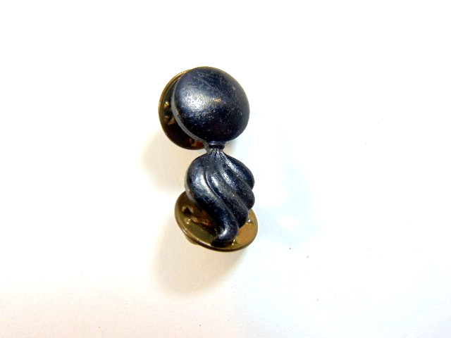 small British military black metal flaming grenade uniform insignia pin