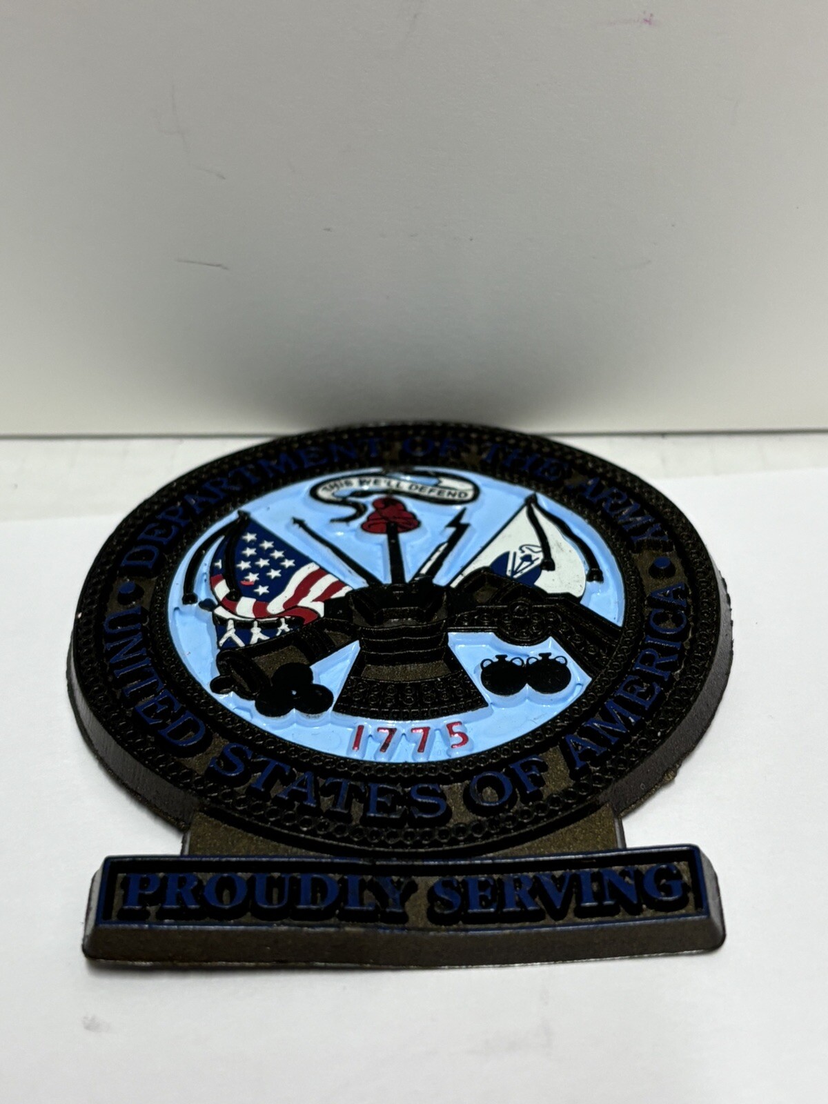 US Army United States Fridge Magnet Vintage Rubber 1776 Proudly Serving
