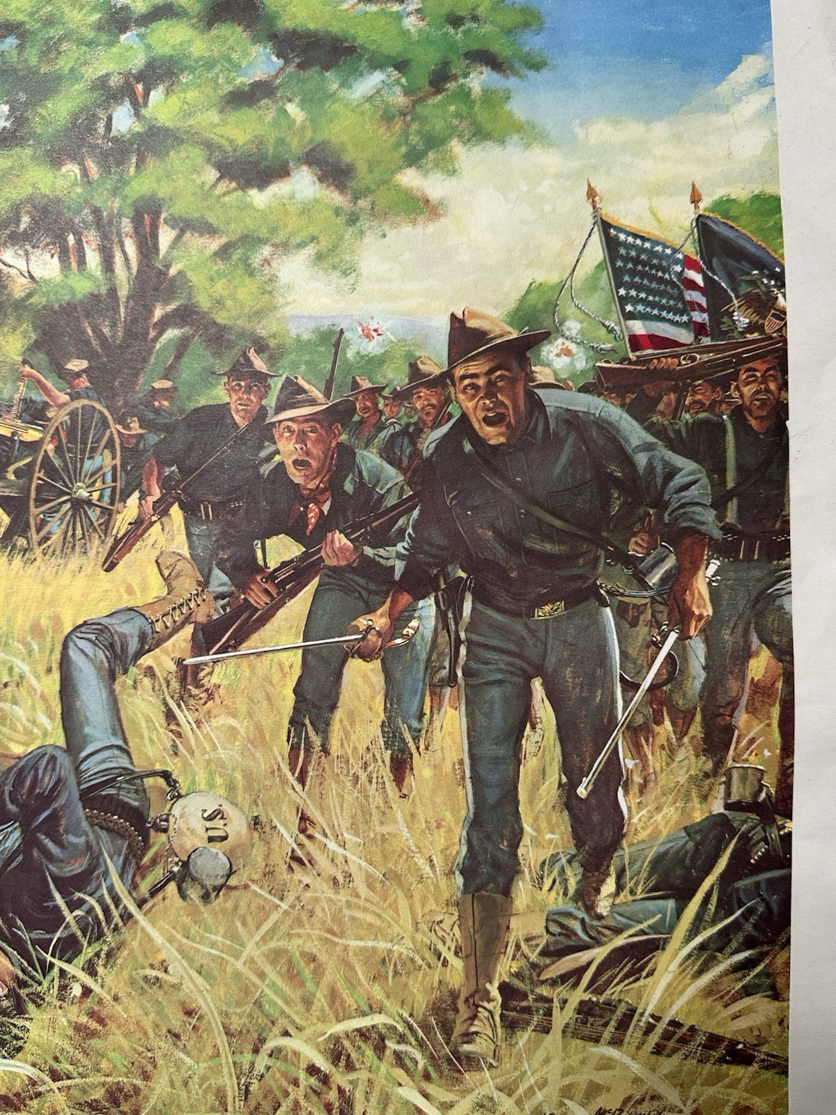 US Army Poster “Gatlings To The Assault” -H. Chas McBarron Jr. -1950s War Office