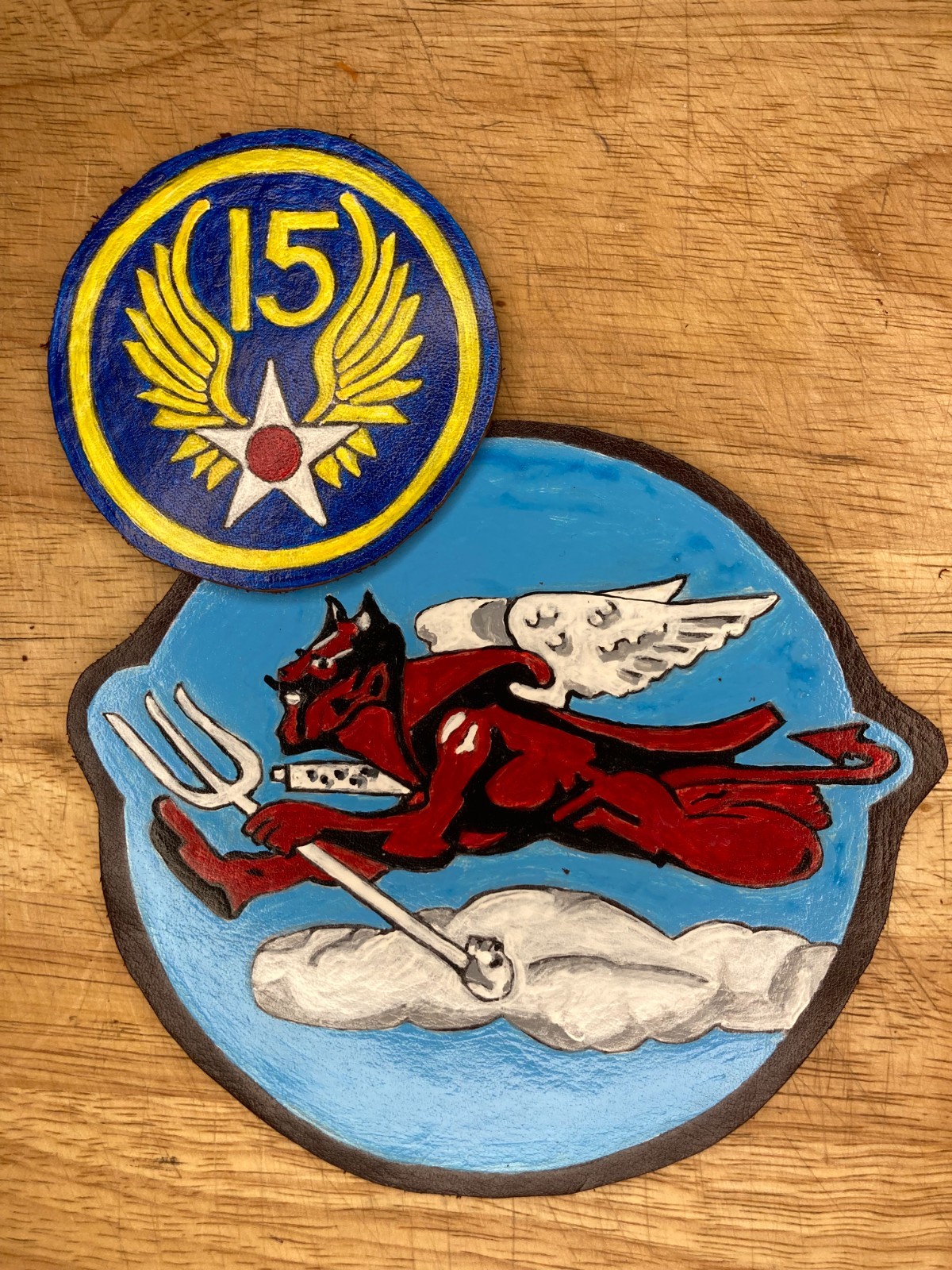 Hand painted Set of reproduction Red-Tailed P-38 302nd Fighter Group Patches.