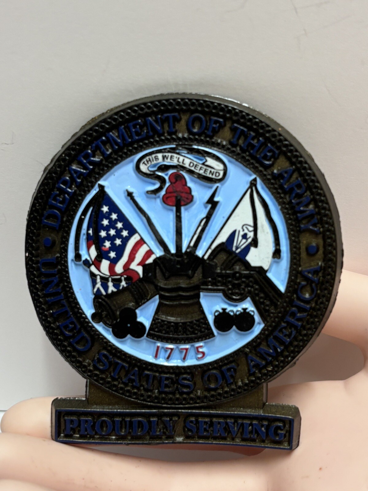 US Army United States Fridge Magnet Vintage Rubber 1776 Proudly Serving
