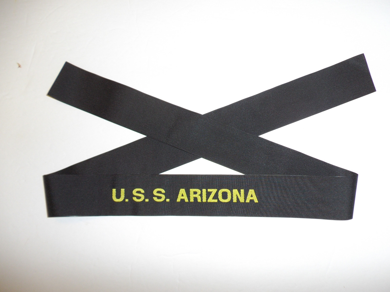 b3080 WW 2 US Navy Hat Tally U.S.S. Arizona USS Battleship BB 39 USN IR31A