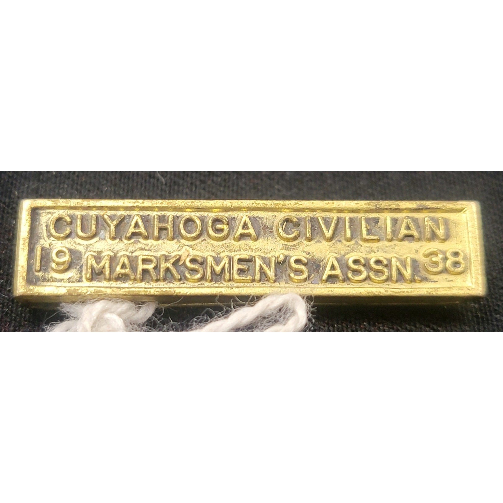 1938 Cuyahoga Civilian Marksmen Assn Rifle Club Medal Bar Shooting Award
