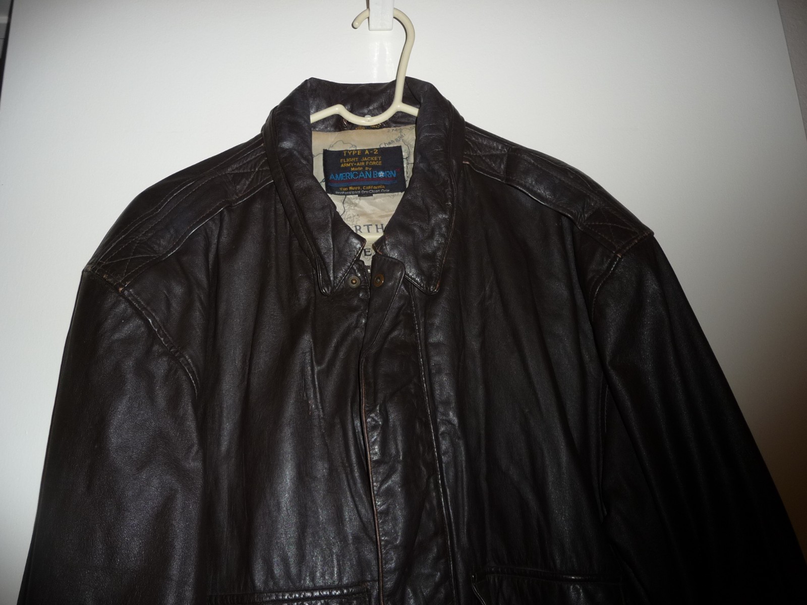 VTG American Born Brown Leather Type A-2 Bomber Flight Jacket Coat Size L