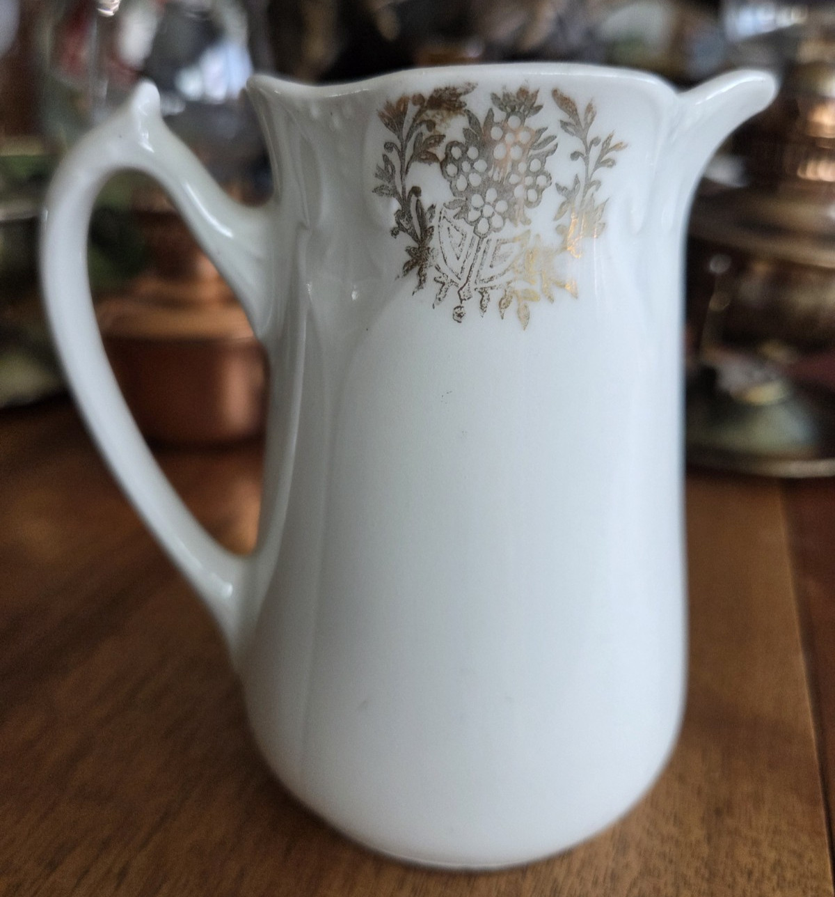 WWI German 1914 Patriotic Ceramic Creamer Small Milk Jug Iron Cross Oak Leaves