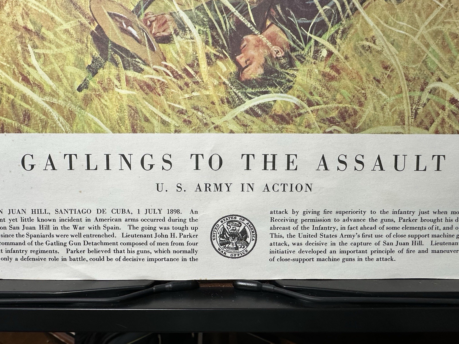 US Army Poster “Gatlings To The Assault” -H. Chas McBarron Jr. -1950s War Office