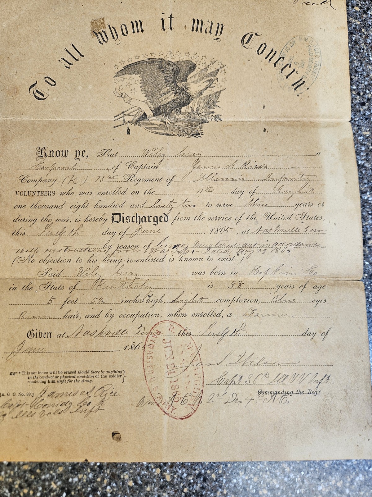 Rare Vintage Civil War 1865 Military Historical Discharged Papers Book Army Navy