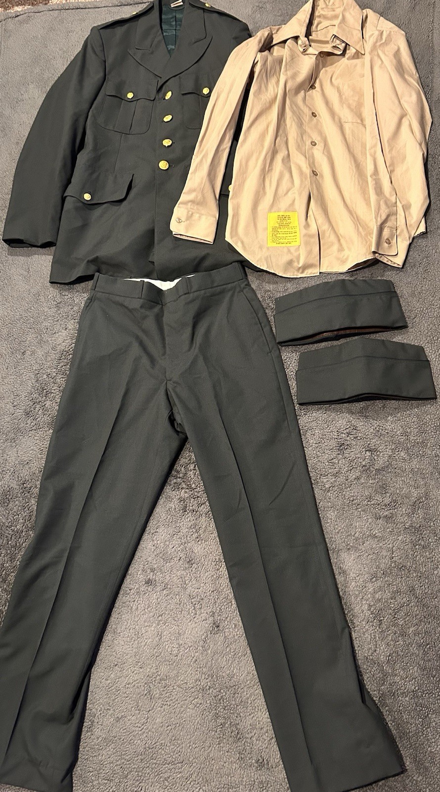 Vintage US Army Class A Green Service Uniform Set Coat 36L Shirt Hat Pants 30S
