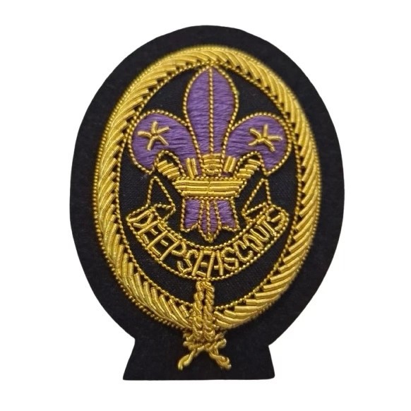 Deep Sea Scouts Hand Embroidered Bullion Wire Blazer Badge,Royal Crest, Sew on