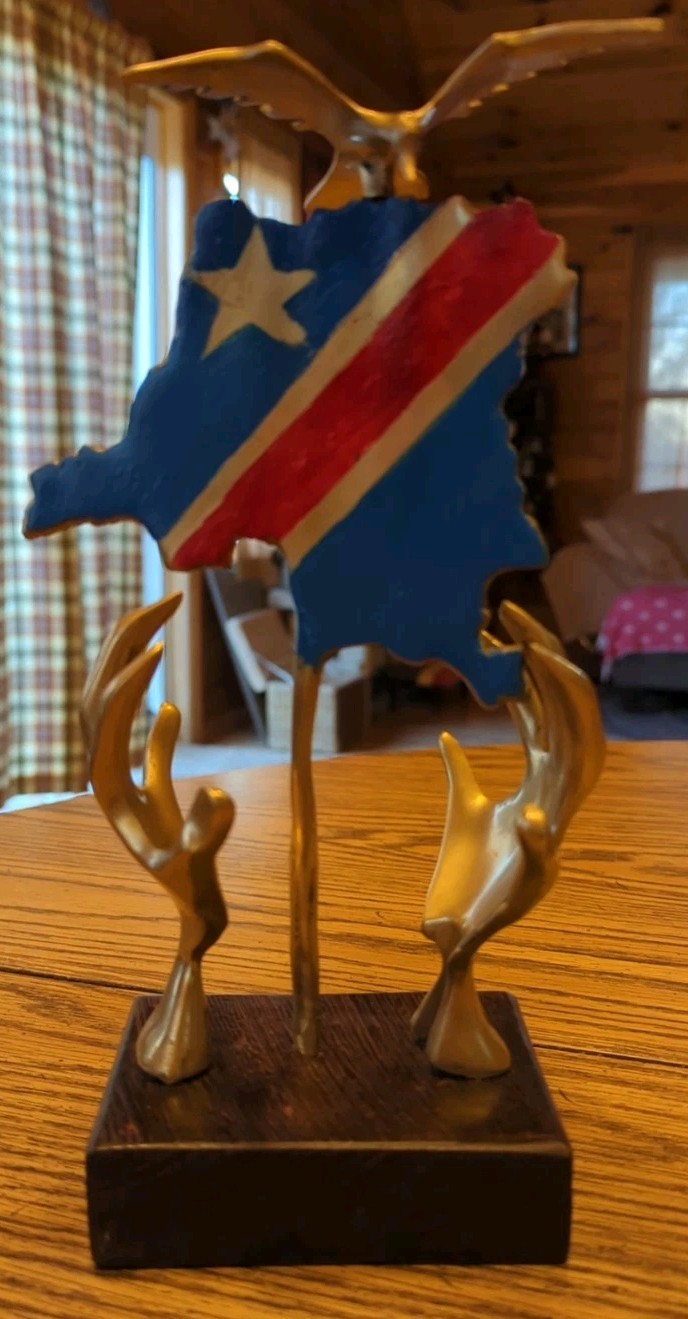 Vintage Brass Hand-Painted Military Honor Statue Art Figure Bird Very Unique!
