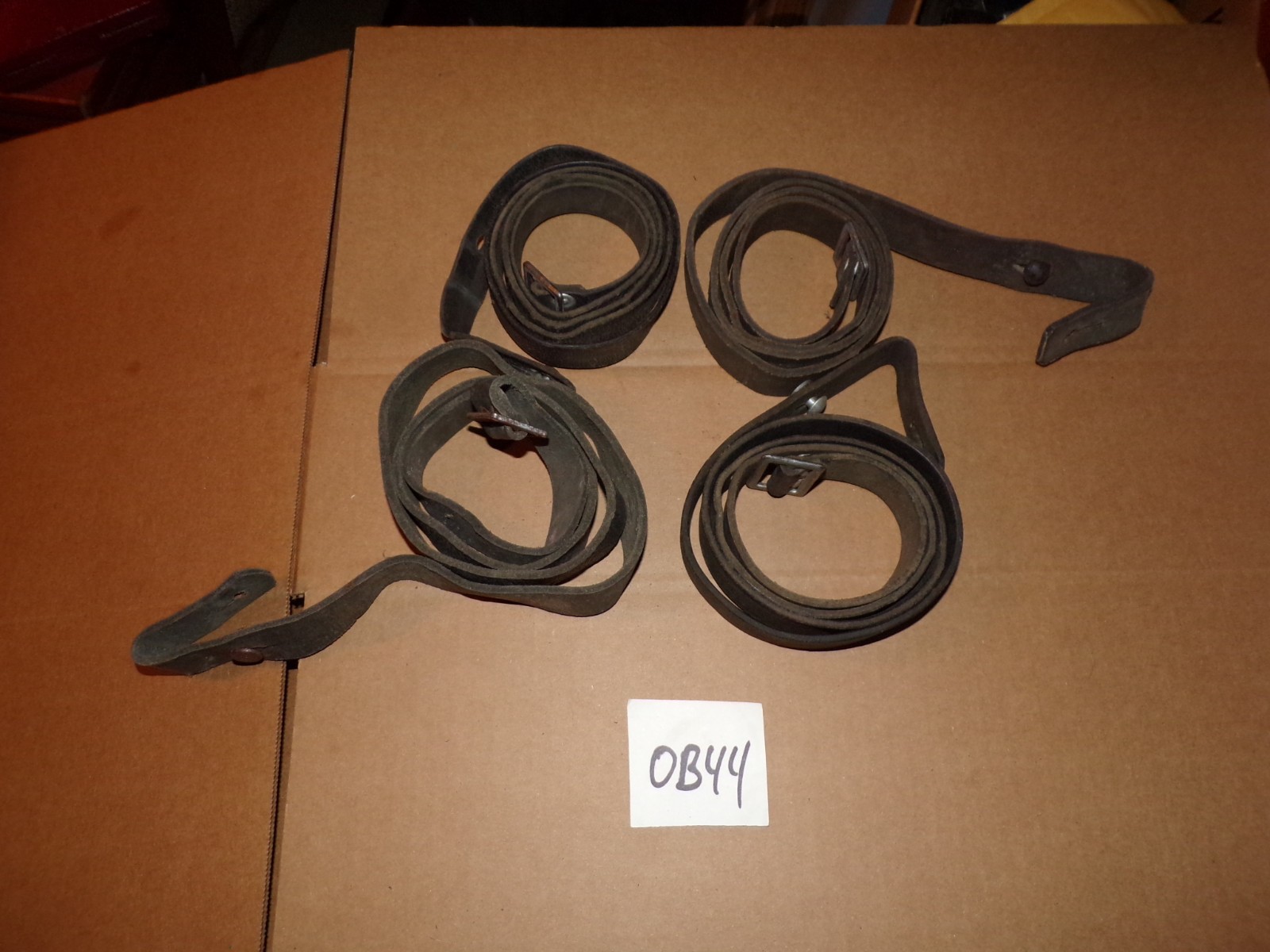 Lot of 4 very used green grey Leather Finn Mosin Slings m39