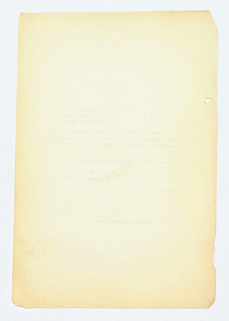 May 1, 1865 Gen Orders No 80 – Captain Peter T Hudson now Lieutenant Colonel